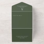 Invitation Tout En Un Monogramme moderne vert foncé Code QR (Dehors)