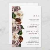 Invitation Tout en un monogramme Moody Floral Mariage frontiè (Devant / Derrière)