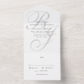 Invitation Tout En Un Monogramme noir blanc tout en un Mariage (À l'intérieur)