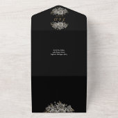 Invitation Tout En Un Monogramme noir et or gothique Mariage de code QR (Dehors)