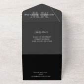 Invitation Tout En Un Monogramme noir gris artistique moderne tout en un (Dehors)