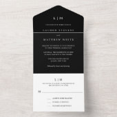 Invitation Tout En Un Monogramme noir simple Mariage élégant (À l'intérieur)
