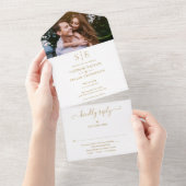 Invitation Tout En Un Monogramme or moderneMariage photo (Déchirure)