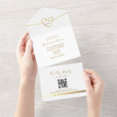 Invitation Tout En Un Monogramme or simple élégant Mariage QR Code (Déchirure)