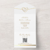 Invitation Tout En Un Monogramme or simple élégant Mariage QR Code (À l'intérieur)