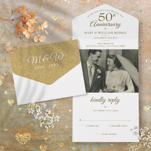 Invitation Tout En Un Monogramme photo du 50e anniversaire du Mariage
