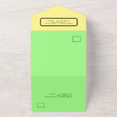 Invitation Tout En Un monogramme photo du couple d'été jaune vert minima (Dehors)