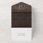 Invitation Tout En Un Monogramme photo en bois rustique Mariage RSVP (Dehors)