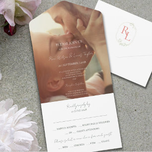 Invitation Tout En Un Monogramme photo en couple Invitation de mariage