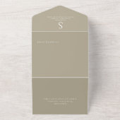 Invitation Tout En Un Monogramme Photo moderne Khaki Tan QR Code (Dehors)
