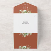 Invitation Tout En Un Monogramme QR Code Vert Mariage en terre cuite (Dehors)