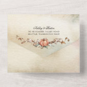 Invitation Tout En Un Monogramme romantique Citrouille d'automne | Old B (Verso)