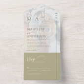 Invitation Tout En Un Monogramme Sage Green avec Mariage photo superposé (À l'intérieur)