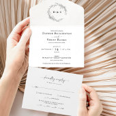Invitation Tout En Un Monogramme Script ELLE Tout en un mariage Inviter