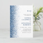 Invitation Tout en un Monogramme Sparkly Blue Parties scintil (Debout devant)