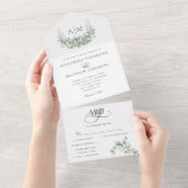 Invitation Tout En Un Monogramme Verdure Eucalyptus Mariage élégant (Déchirure)