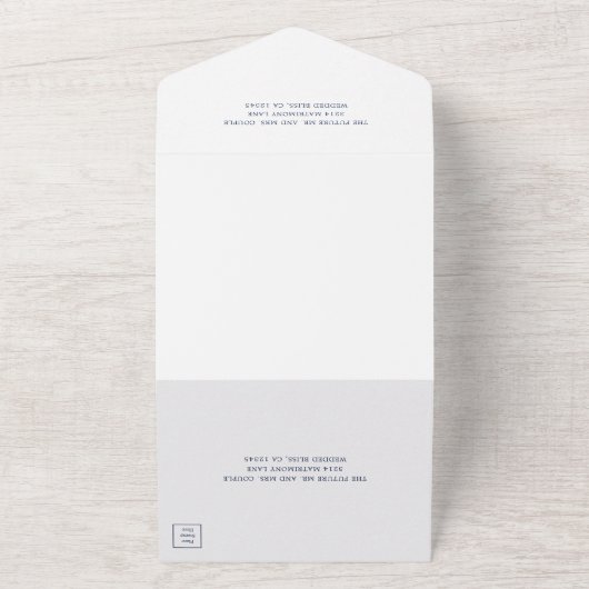 Invitation Tout En Un Monographie bleu marine simple Mariage élégant (Dehors)