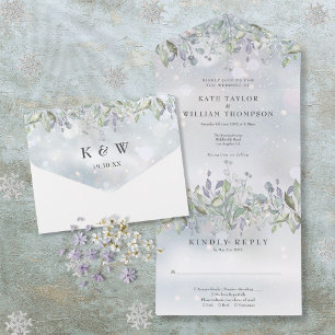 Invitation Tout En Un Monographie Florale Et Monogramme Lilac Mariage D'