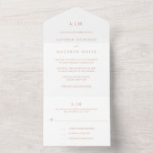 Invitation Tout En Un Monographie rose Rose simple Mariage élégant (À l'intérieur)