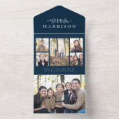 Invitation Tout En Un Monographie rustique collage photo triplé marine v (À l'intérieur)