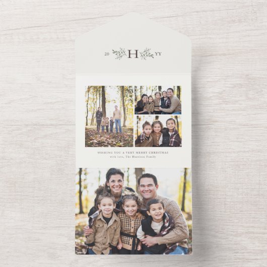 Invitation Tout En Un Monographie rustique détachable photo de vacances (À l'intérieur)