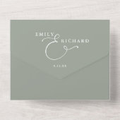 Invitation Tout En Un Monsieur et Madame Moderne Code QR Mariage Vert Sa (Verso)