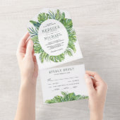 Invitation Tout En Un Monstera moderne Tropical Palm Feuille Mariage (Déchirure)