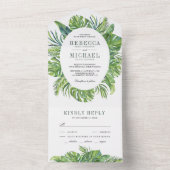 Invitation Tout En Un Monstera moderne Tropical Palm Feuille Mariage (À l'intérieur)
