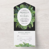 Invitation Tout En Un Monstera moderne Tropical Palm Feuille Mariage noi (À l'intérieur)