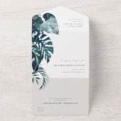 INVITATION TOUT EN UN MONSTERA TROPICALE MODERNE FOLIAGE D'EAU BLEU (Dehors)