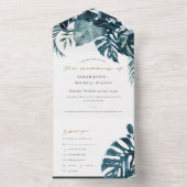 INVITATION TOUT EN UN MONSTERA TROPICALE MODERNE FOLIAGE D'EAU BLEU (À l'intérieur)