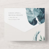 INVITATION TOUT EN UN MONSTERA TROPICALE MODERNE FOLIAGE D'EAU BLEU (Verso)