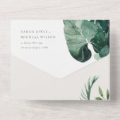 INVITATION TOUT EN UN MONSTERA TROPICALE MODERNE FOLIAGE VERT EAU COULEU (Verso)