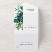 INVITATION TOUT EN UN MONSTERA TROPICALE MODERNE FOLIAGE VERT EAU COULEU (Dehors)
