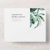 INVITATION TOUT EN UN MONSTERA TROPICALE MODERNE FOLIAGE VERT EAU COULEU (Verso)