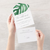 Invitation Tout En Un Monstère tropicale verte Feuille Mariage d'été (Déchirure)