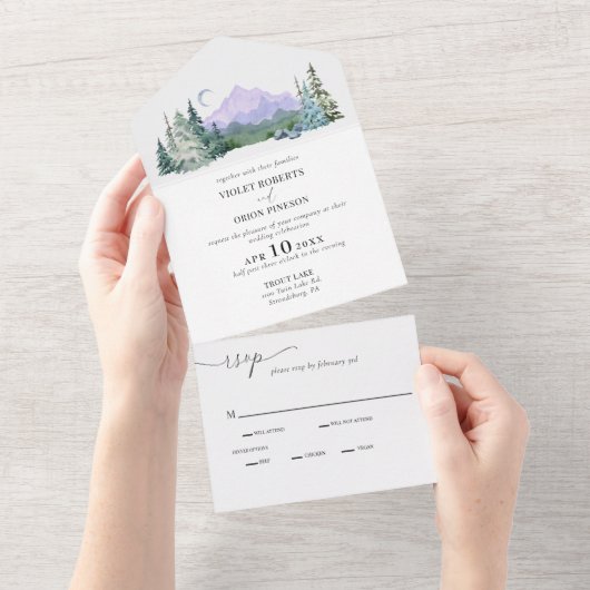 Invitation Tout En Un Montagnes Désert Rustique Mariage (Déchirure)
