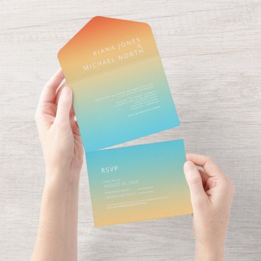 Invitation Tout En Un Mood Gradient Mariage Ciel tropical ID741 (Déchirure)