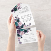 Invitation Tout En Un Moody Boho | Arbre fleuri foncé de l'aubergine pou (Déchirure)