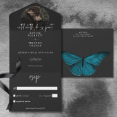 Invitation Tout En Un Moody Dark Minimal Moth Photo No Dinner Mariage