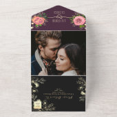 Invitation Tout En Un Moody Floral violet noir Mariage (Dehors)