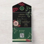 Invitation Tout En Un Moody foncé Floral Élégant Mariage noir (À l'intérieur)