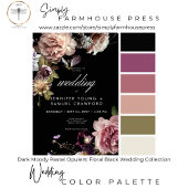 Invitation Tout En Un Moody foncé Pastel Opulent Floral Noir Dîner