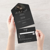 Invitation Tout En Un Moody foncé photo minimale Pas de dîner avec détai (Déchirure)