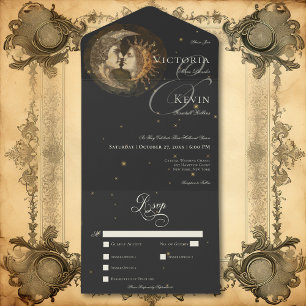Invitation Tout En Un Moody foncé Victorian Kissing Moon & Dîner Soleil