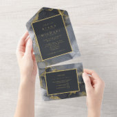 Invitation Tout En Un Moody Ink Charcoal Gold Abstrait ID988 (Déchirure)
