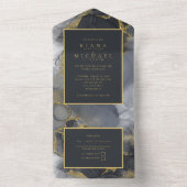 Invitation Tout En Un Moody Ink Charcoal Gold Abstrait ID988 (À l'intérieur)