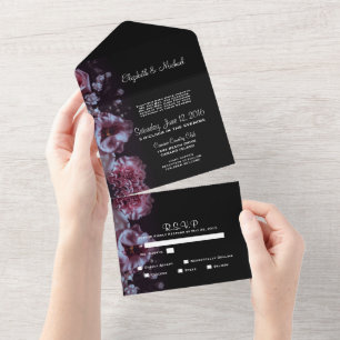 Invitation Tout En Un Moody noir et pourpre