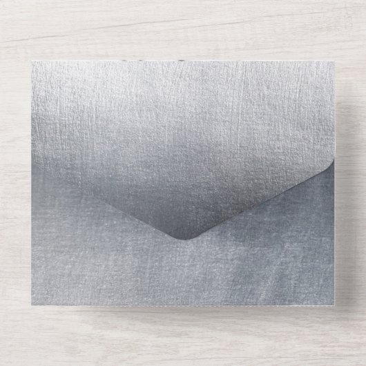 Invitation Tout En Un Moody Silver Glam Moderne Mariage élégant (Verso)