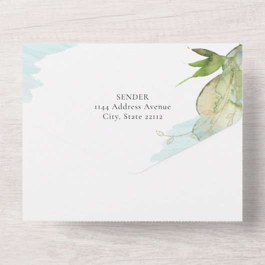 Invitation Tout En Un Mossy Autumn Pond Mariage moderne (Verso)